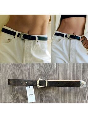 Ayure Bowie Brown and Silver Textured Belt NEW